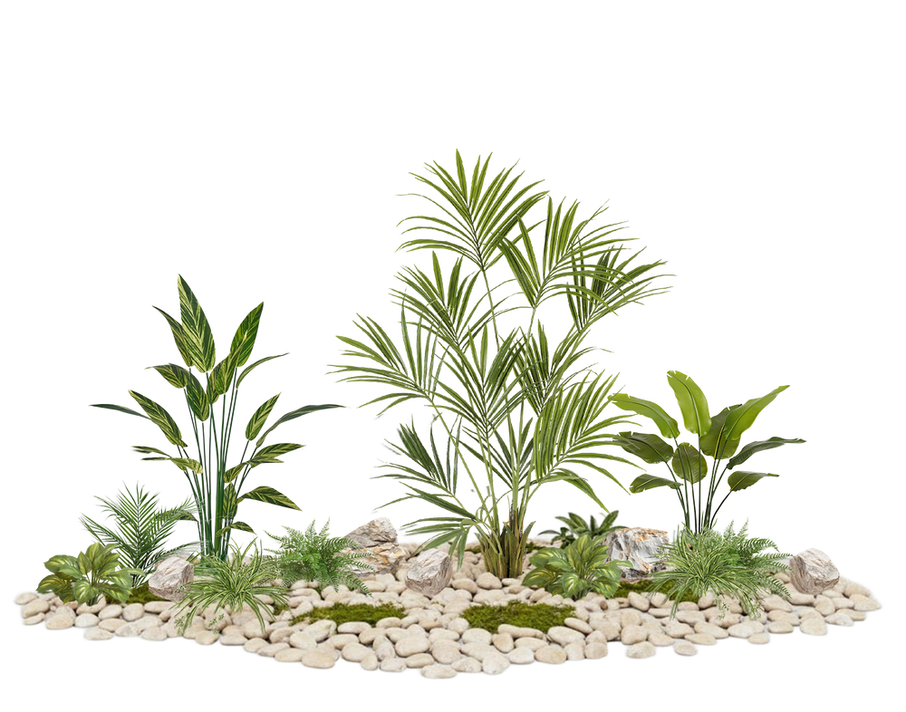 Напольная композиция в стиле тропики с пальмой, длина 2–2,5 м