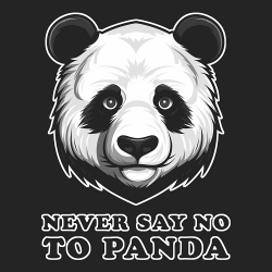 принт PewPewCat Футболка с пандой Never say no to panda черный