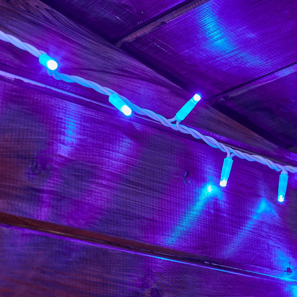 ULD-S1000-120-TWK BLUE IP67 Гирлянда светодиодная с эффектом мерцания. 10м. Соединяемая. 120 светодиодов. Синий свет. Провод белый. TM Uniel.