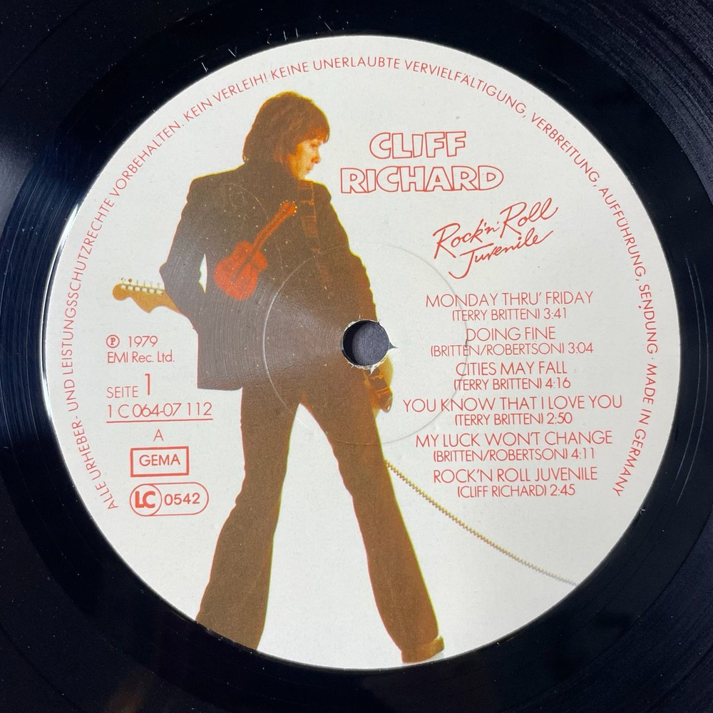 Винтажная виниловая пластинка LP Cliff Richard Rock N Roll Juvenile (Germany 1979)