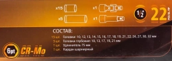 Головки ударные 1/2'', набор 22 пр. (6-гр.) FORSTIME FT-50221MPB