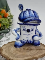 Гжель. Йогуртница «Стакан с ложкой».