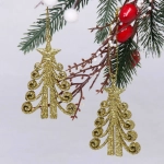Подвески в блестках «Елочка кудрявая» 7 см (набор 2шт), золото