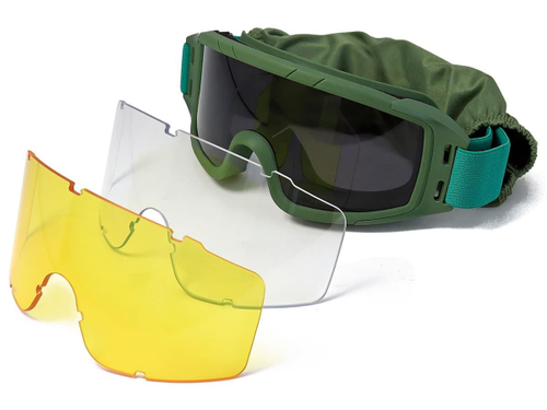Маска стрелковая ShotTime Puma защитная зелёная, комплект с 3 линзами