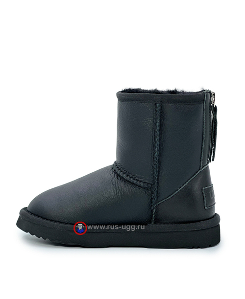 KIDS CLASSIC SHORTZIP LEATHER Black