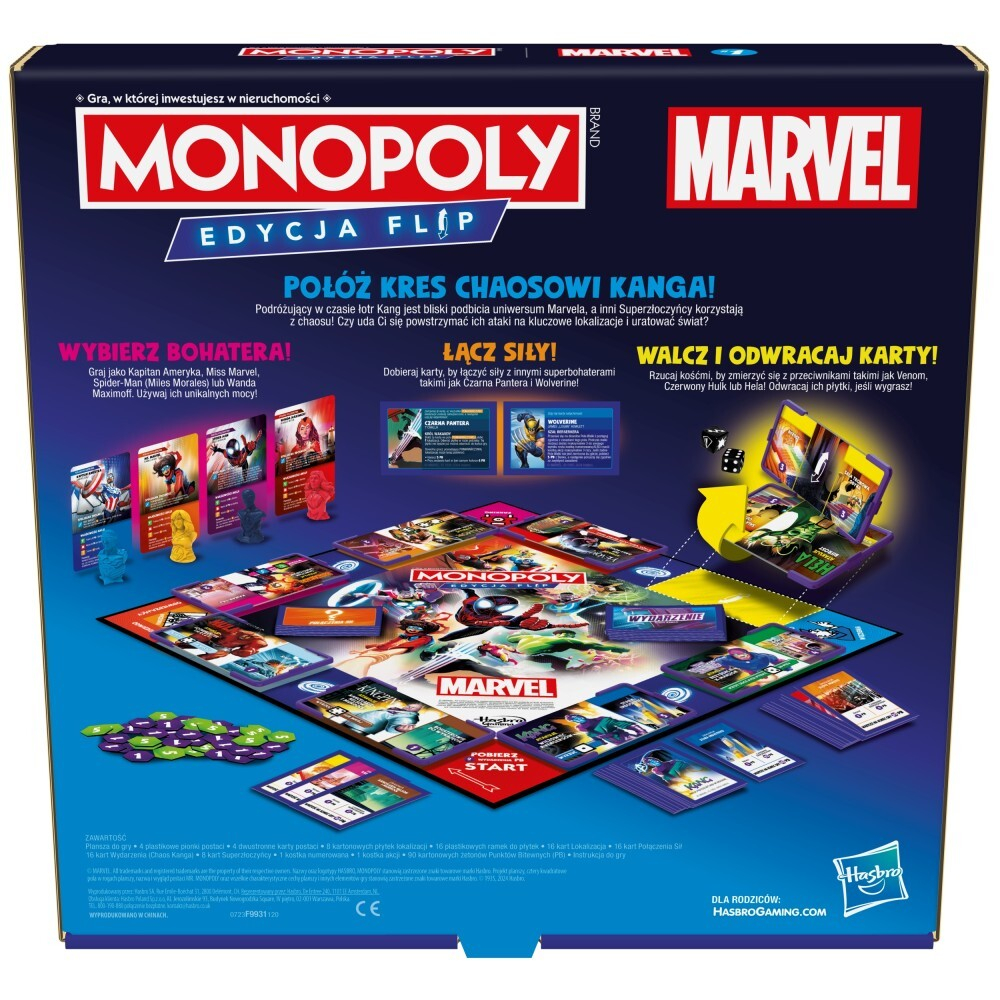 Hasbro - Монополия MARVEL Flip Edition польская версия F9931 / артикул   F9931  / GTIN 5010996226242