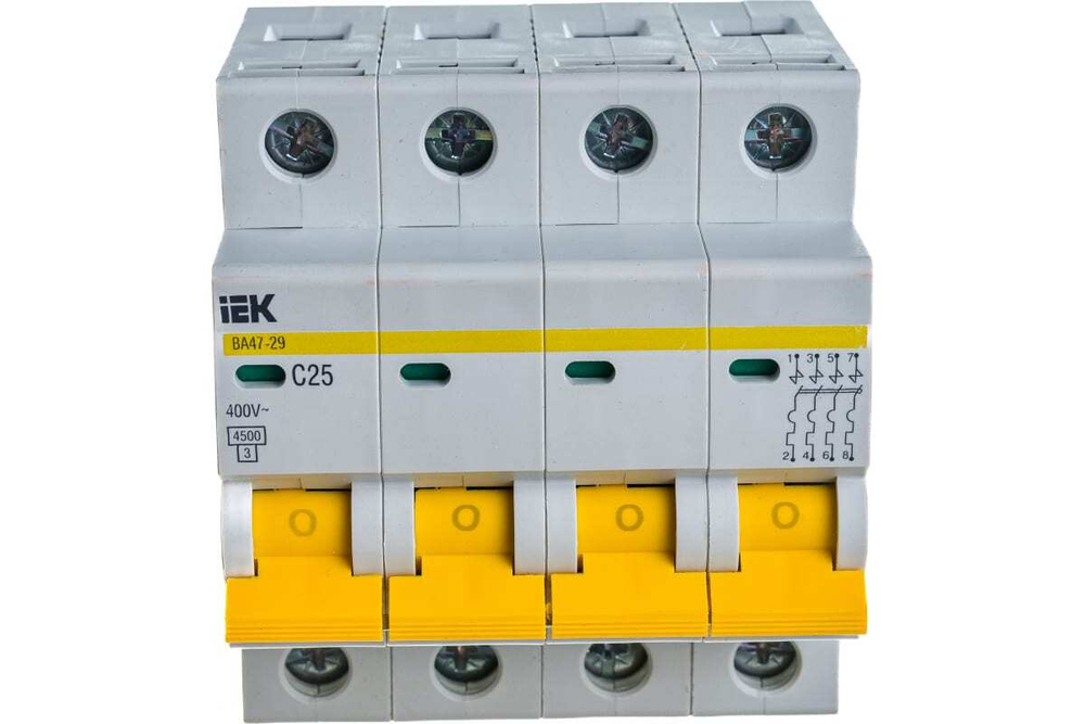 Автоматический выключатель ВА47-29 4Р 25А 4,5кА С IEK