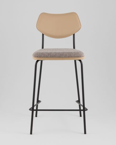 Стул полубарный Casey серо-коричневый с бежевой экокожей