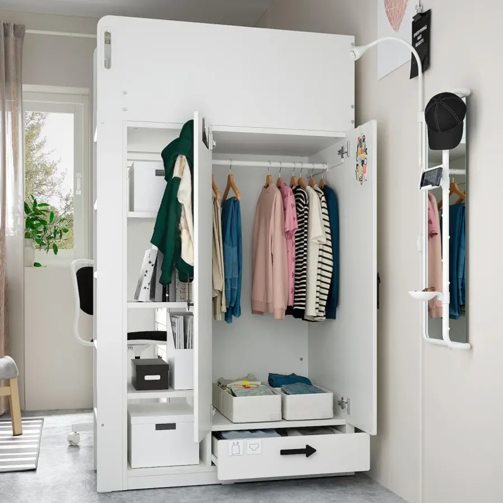 Кровать двухъярусная - IKEA SMÅSTAD/SMASTAD/СМОСТАД ИКЕА, 90х200 см, белый