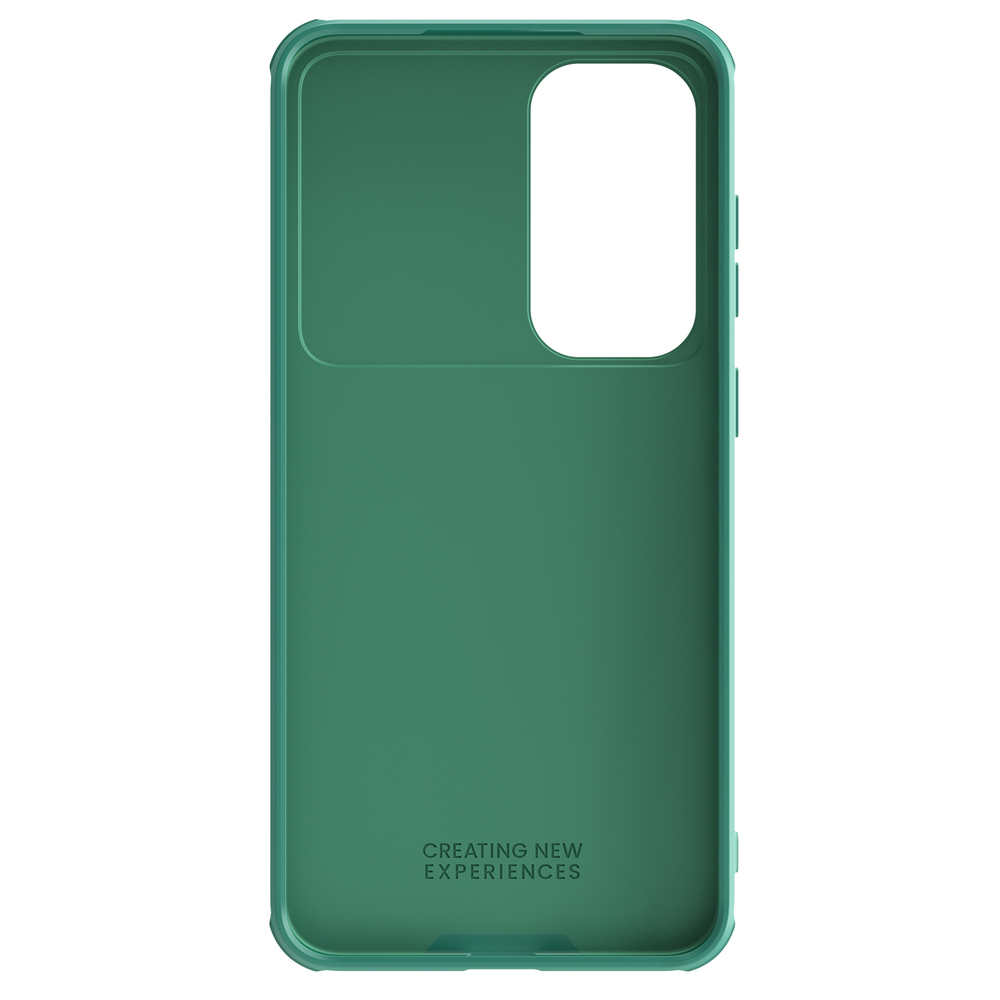 Чехол зеленого цвета (Dark Green) с защитной шторкой для камеры от Nillkin на Samsung Galaxy S25+ Плюс, серия CamShield Pro Case