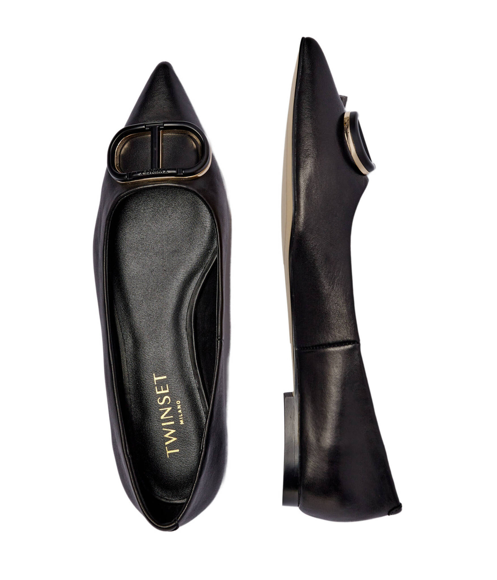 Кожаные балетки TWINSET - черный(242TCP134)