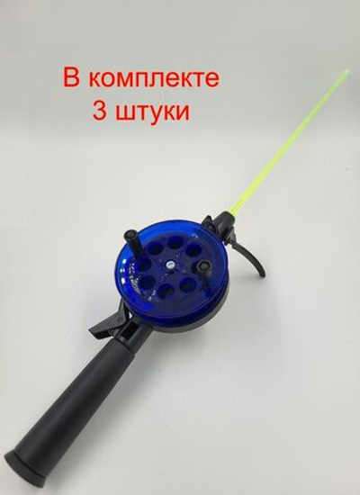 Удочка для зимней рыбалки Три Кита Tehno, катушка d-75mm, с пластмассовой ручкой (хлыст стекловолокно), красная, 1 штука (удочка зимняя)