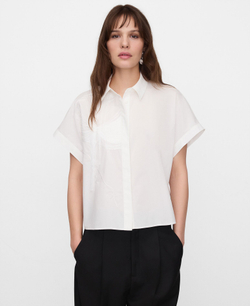 Adolfo Domínguez Короткая хлопковая рубашка с вышивкой, белый