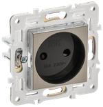 SKANDY Розетка без заземления с защитными шторками 10А SK-R01N металл никель IEK