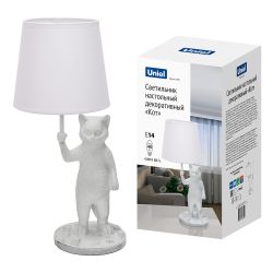 UML-B465 E14 WHITE Светильник настольный декоративный Кот. под лампу Е14. 40W. Механический выключатель. Белый. ТМ Uniel