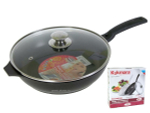 Сковорода 24см литая со стеклянной крышкой, съёмная ручка