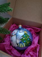 Шар стеклянный " с котико с новым годом! "