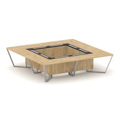 Steel Meet Стол переговорный квадратный KM-PR.B.SP-16K Тиквуд Светлый/Графит Глянец/Металл Серый 320