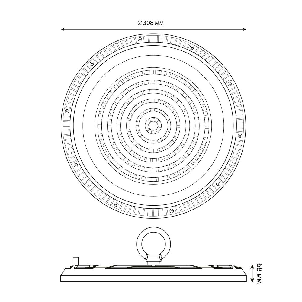 ULY-U37D-200W-6500K IP65 GREY Светильник светодиодный промышленный. Дневной свет 6500K. Угол 90 градусов. TM Uniel