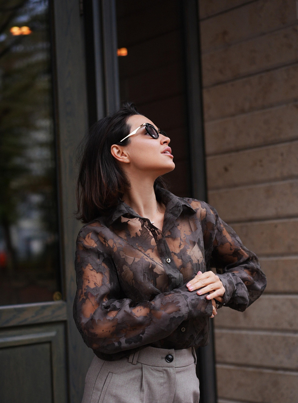 Рубашка органза хаки