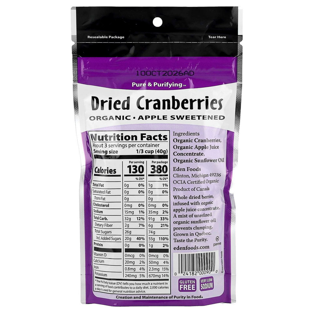 Eden Foods, Органическая сушеная клюква, 4 унции (113 г)