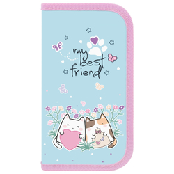 Пенал ПИФАГОР, 2 отделения, ламинированный картон, 19х11 см, "Cat friends", 272247