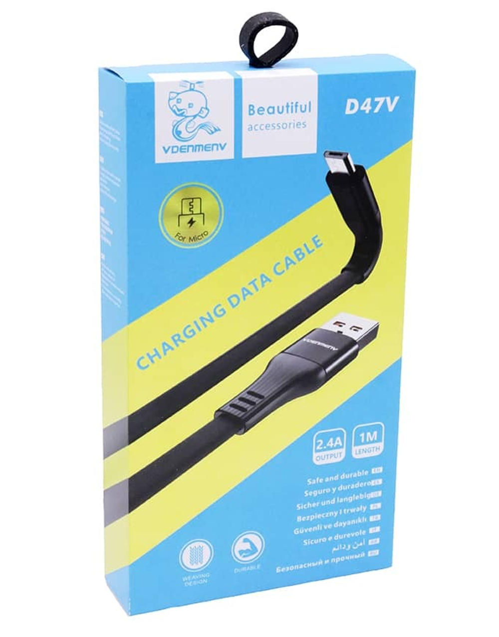 Кабель USB - Micro DENMEN D47V 2.4A (черный) 1м