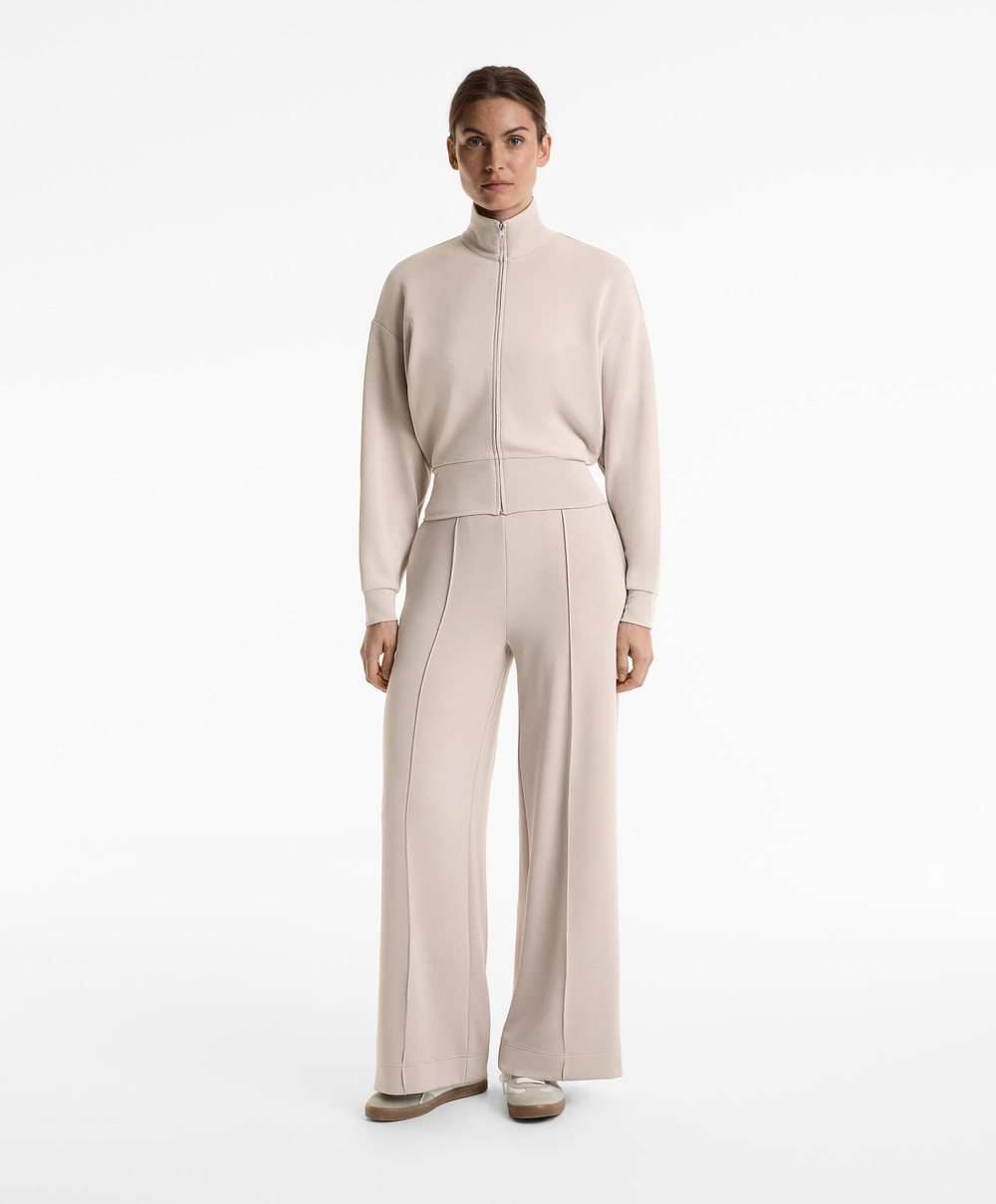 Oysho Толстовка мягкая на ощупь модальная с высоким воротником, бежевый