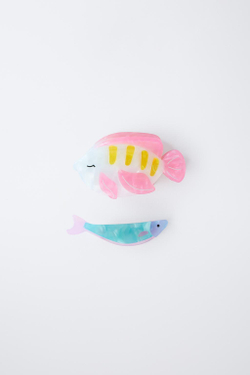 ZARA НАБОР ИЗ ДВУХ ЗАКОЛОК ДЛЯ ВОЛОС «РЫБЫ», СИРЕНЕВЫЙ