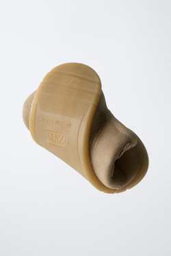 ZARA КОЖАНЫЕ КРОССОВКИ BAREFOOT, ПЕСОЧНО-КОРИЧНЕВЫЙ