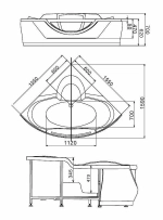 Ванна акриловая Gemy Glass Panel G9025-II K 155х155 белая с гидромассажем