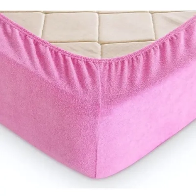 Простыня махра на резинке 140*200*20 Розовый ТГ