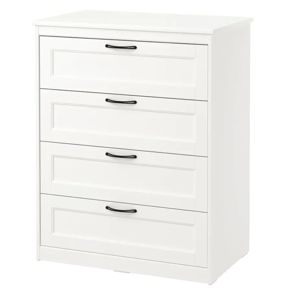 Комод с 4 ящиками - IKEA SONGESAND/СОНГЕСАНД ИКЕА, 50х82х104 см, белый