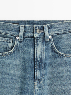 Massimo Dutti Джинсы с высокой талией и широкими штанинами, средне-синий