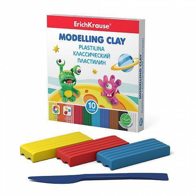 Пластилин классический "Monsters" 10 цветов, 150 гр, со стеком (ErichKrause)