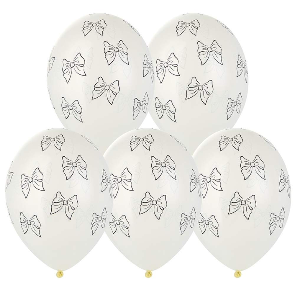 Шар латексный 35см Бантики (Белый)