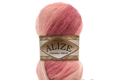 Пряжа ALIZE "Angora Gold Batik" 5652 бежевый/розовый