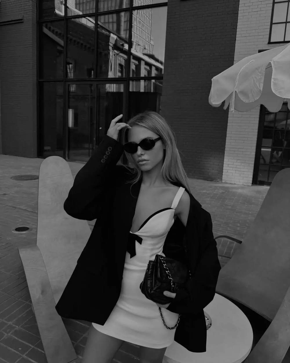 Корсетное платье мини с бантом, Белый