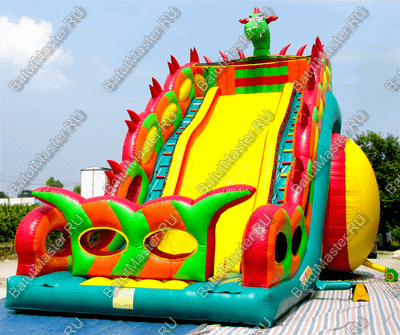 Батут-горка "Дракон 3" с шипами, два входа 11*6*8,5 м