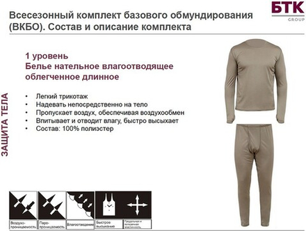 Термобелье нательное влагоотводящее ВКПО ВКБО