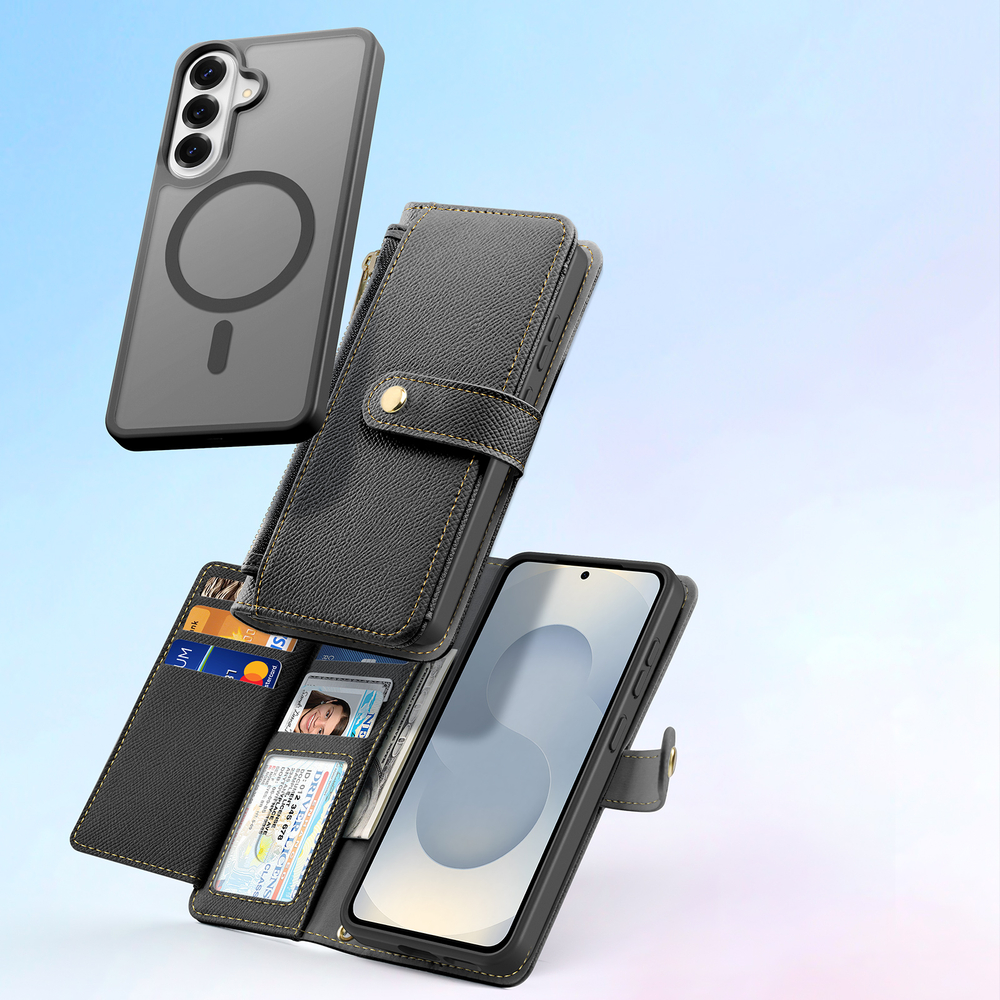 Чехол кошелек с MagSafe из кожи для Samsung Galaxy S26+ Плюс, серия Lawa Series от Dux Ducis