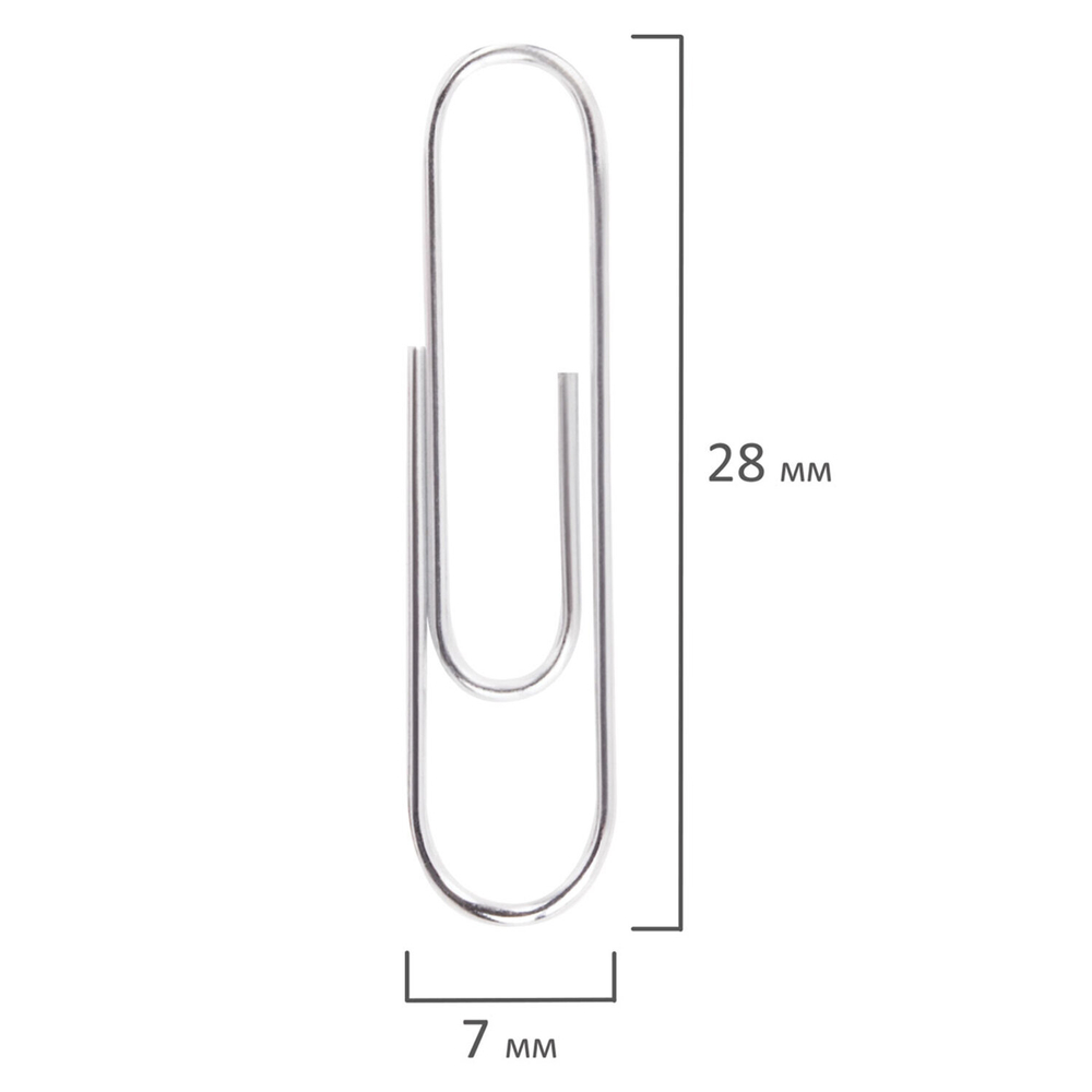 Скрепки EXTRA BRAUBERG 28 мм никелированные 100 штук, 271312