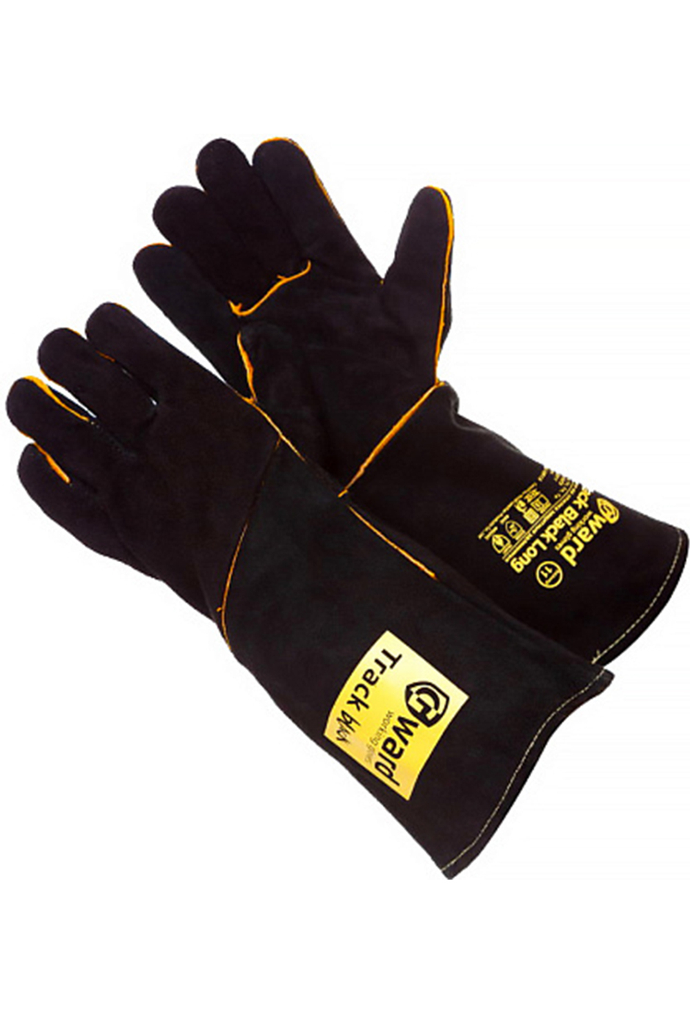 GWARD Track Black Long Краги из спилка черного цвета с широким раструбом, длина 42 см