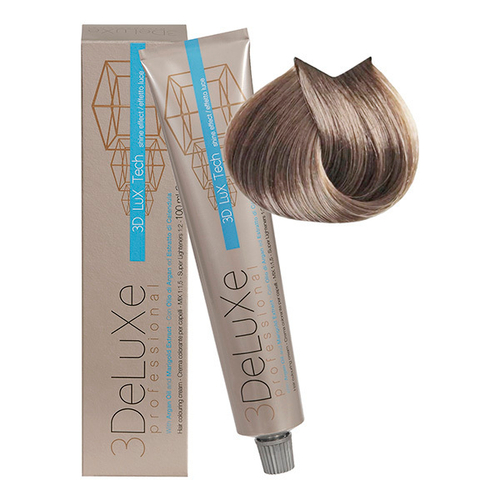 Стойкая крем-краска для волос Оттенок 9.10 Очень светлый блондин пепельный 3DeLuXe 100мл