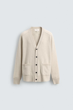 ZARA КАРДИГАН ИЗ ШЕРСТИ И АЛЬПАКИ, ЭКРЮ