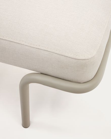 Банкетка Compo из бежевой синели, серые металлические ножки, 130 см