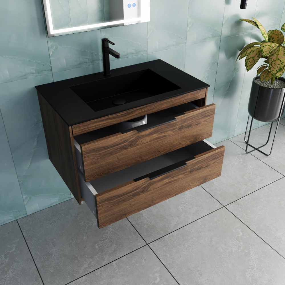 Тумба под раковину Vincea Chiara 2D 800 подвесная, 2 выкатных ящика soft-close, С.Oak