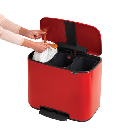 Мусорный бак Bo Pedal Bin 3x11л Brabantia Пламенно-красный