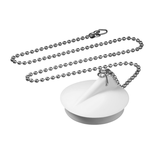 Пробка для ванны белая D45мм с метал. цепочкой 50см ПВХ