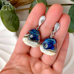 LEFIREL' Серьги серебряные женские "Берег желаний" с бусинами из муранского стекла / ювелирные украшения из родированного серебра 925